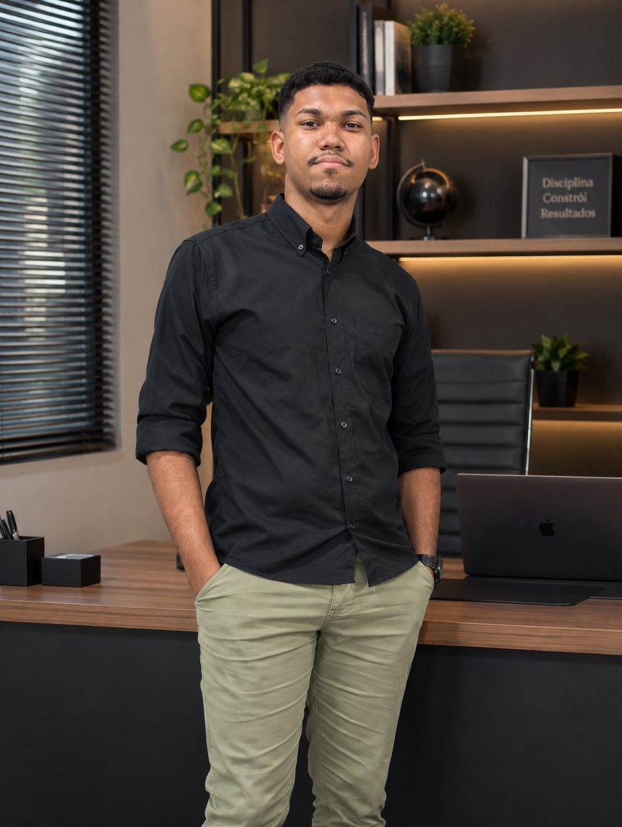 Jefferson Soares, web designer, no escritório
